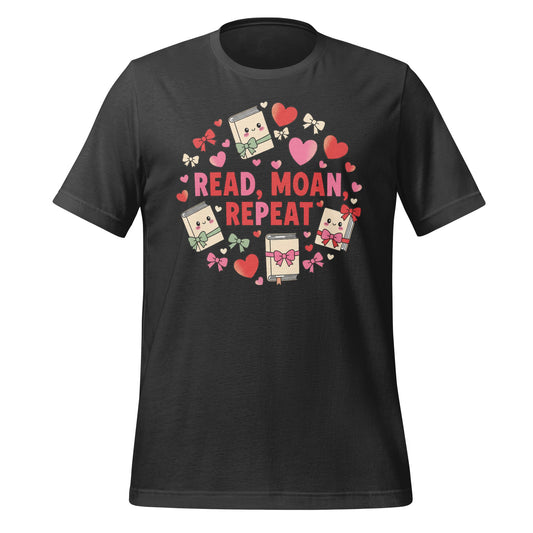 Read Moan Repeat Cute Books and Hearts Shirt