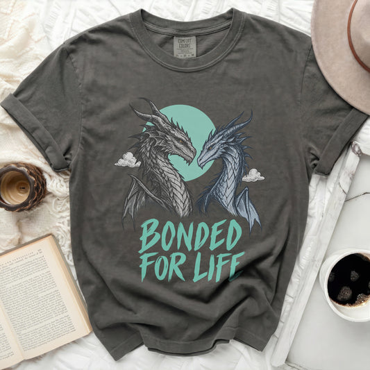 Gray t-shirt with "Bonded For Life" and two dragons graphic.