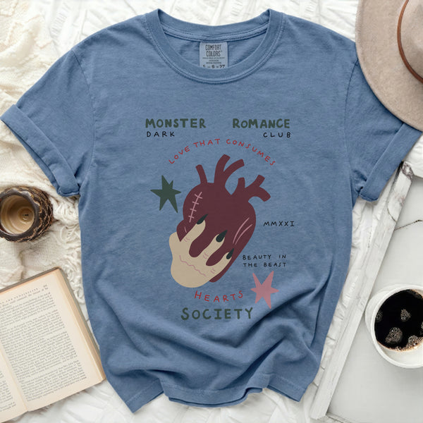 Monster Romance Club Stitched Souls Tee in Blue Jean