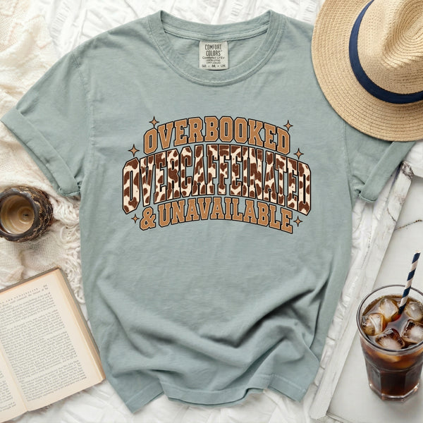 Overbooked Overcaffeinated Tee in Bay