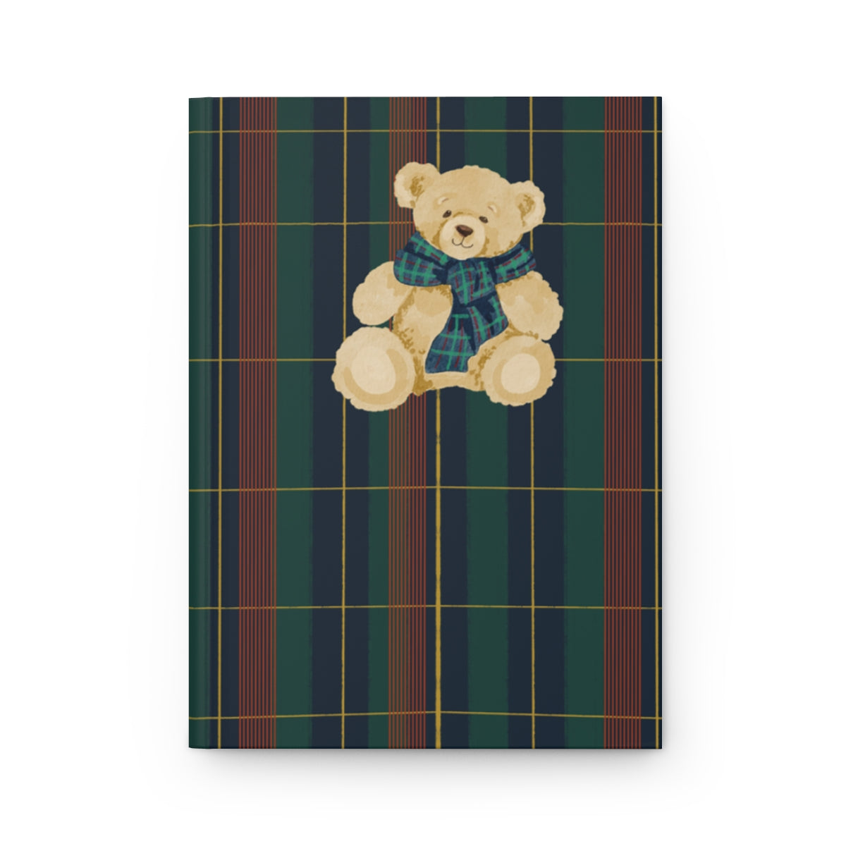 Cute Teddy Bear on Plaid Design Notebook product