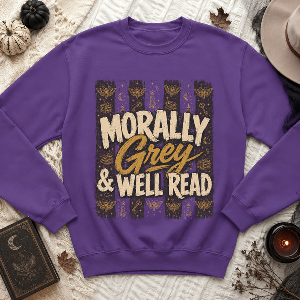 Morally Grey & Well Read Sweatshirt in Purple