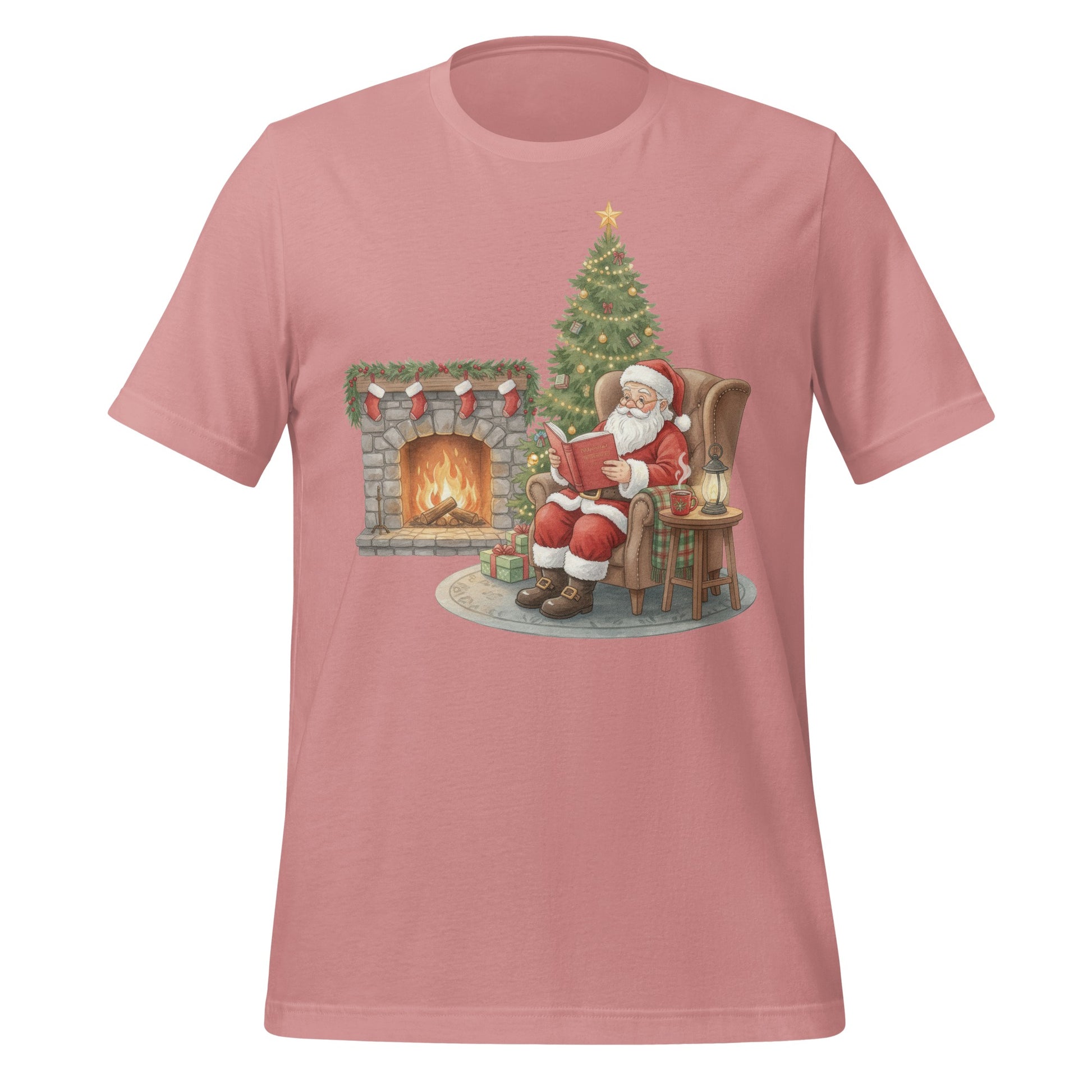 Cozy Christmas Santa Reading T-Shirt Christmas T-Shirt