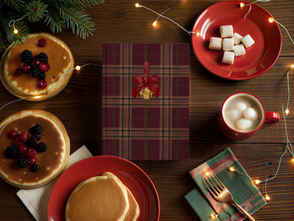 Festive Plaid Holiday Journal with Christmas Bell Design