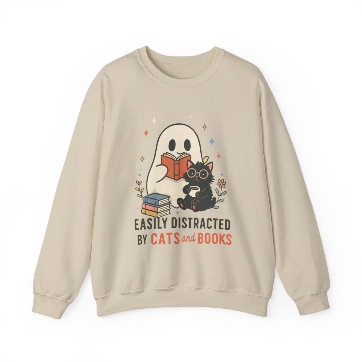 Easily Distracted By Cats And Books Sweatshirt