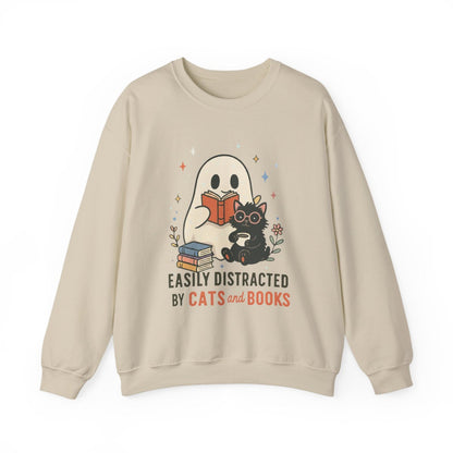 Easily Distracted By Cats And Books Sweatshirt