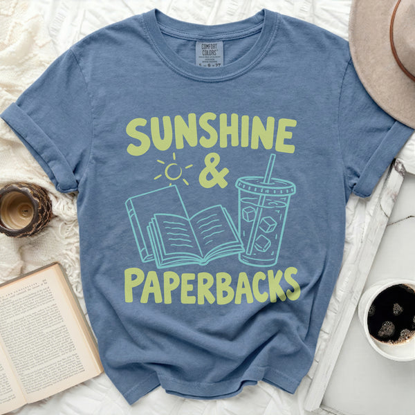 Sunshine & Paperbacks Tee in Blue Jean