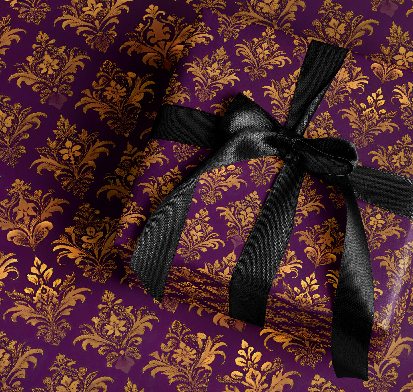 Elegant Purple Gold Damask Gift Wrap Product