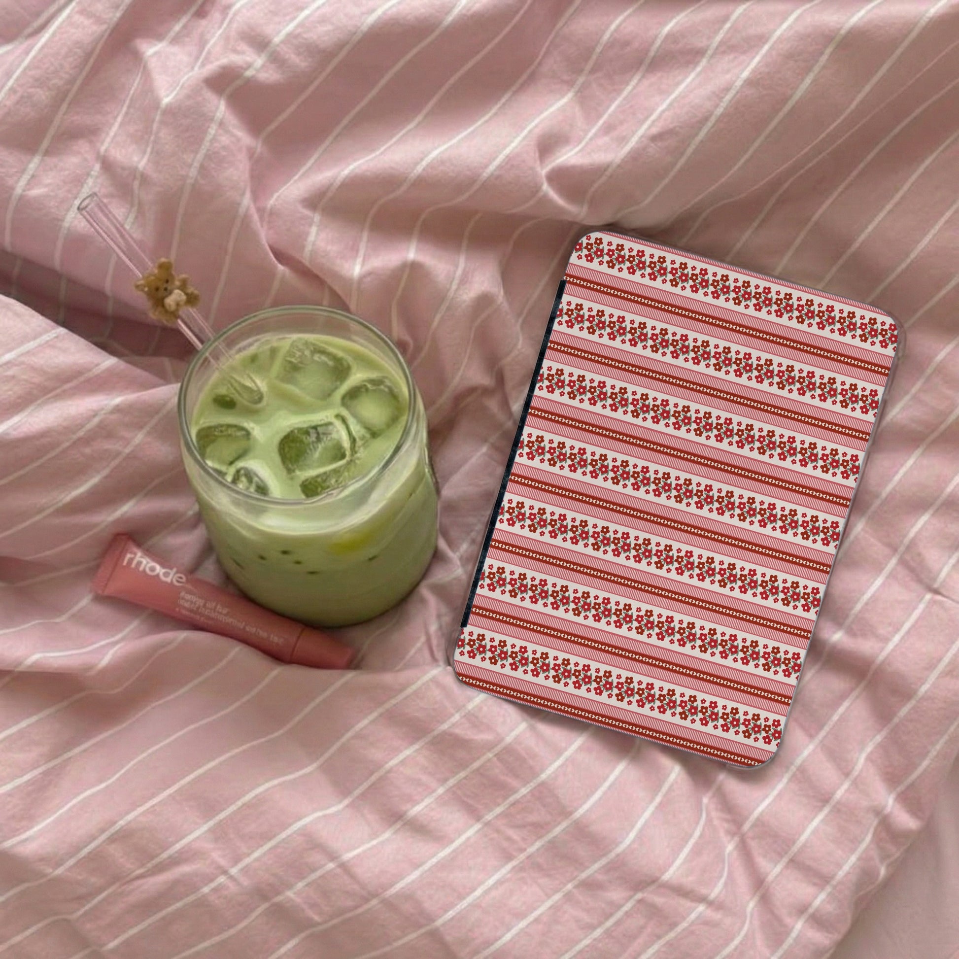 Vivid Floral Stripe Print Protective Case For Devices