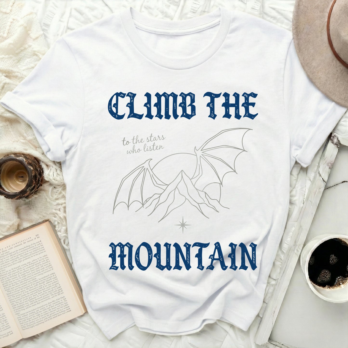 CLIMB THE MOUNTAIN to the stars who listen product type
Climb The Mountain
Stars Who Listen
ACOTAR Inspired
Bookish Apparel
Fantasy Shirt
Dragon Wings
Mountain Art
Fae Core Style
Night Court
Book Lover Gift
Reading Fan
Literary Theme
Magical Design
Inspirational Quote
Unique Graphic
Mythical Creature
Epic Adventure
Celestial Star
Acotar Merch
Product Type