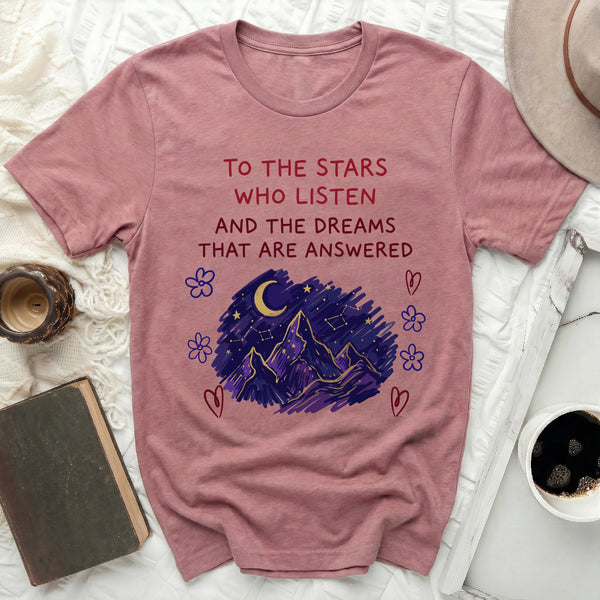 Velaris Sketched Mountain Tee in Heather Mauve