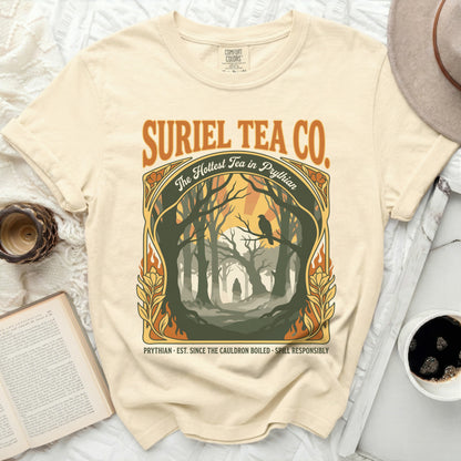 Suriel Tea Co. Prythian "The Hottest Tea in Prythian" t-shirt.