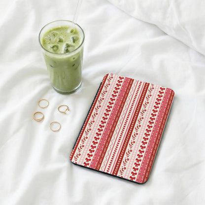 Elegant Red and White Striped Tablet Cover