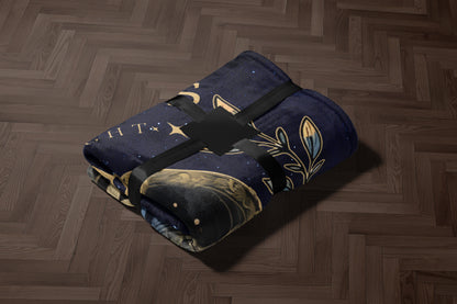 Celestial Moon and Stars Blanket Cozy Warm Bedding