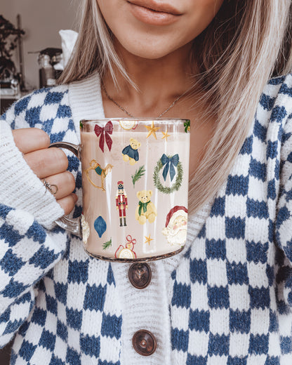 Festive Christmas Mug with Holiday Ornaments Design