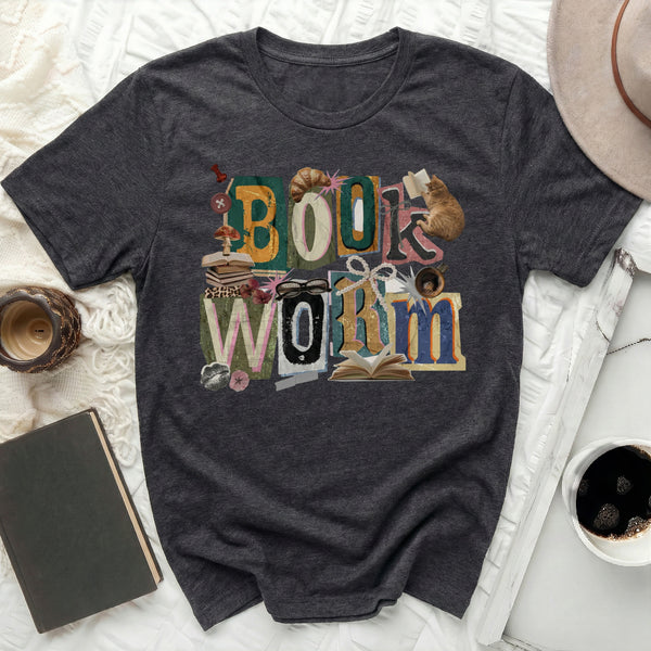 Book Worm Literary Tee in Dark Grey Heather