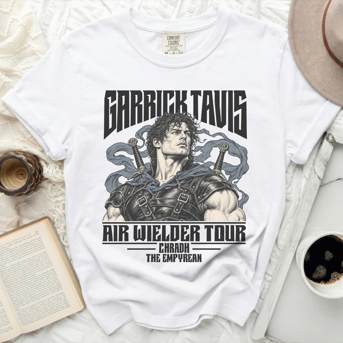 White t-shirt with Garrick Tavis Air Wielder Tour graphic.
