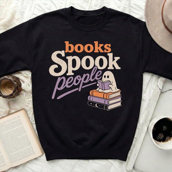 Spooky Books Vintage Pastel Sweatshirt in Black
