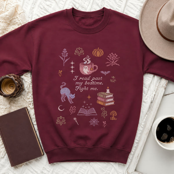 I Read Past My Bedtime Sweatshirt in Maroon