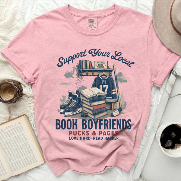 Local Book Boyfriends & Pucks Tee in Blossom