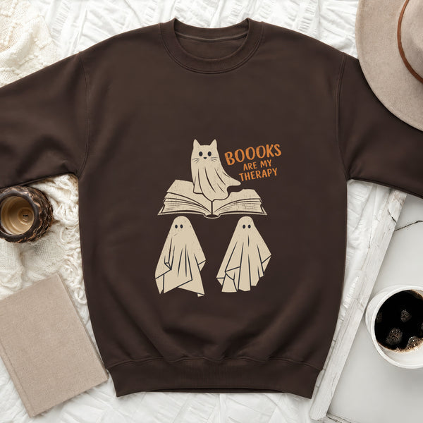 Booooks Therapy Sweatshirt in Dark Chocolate