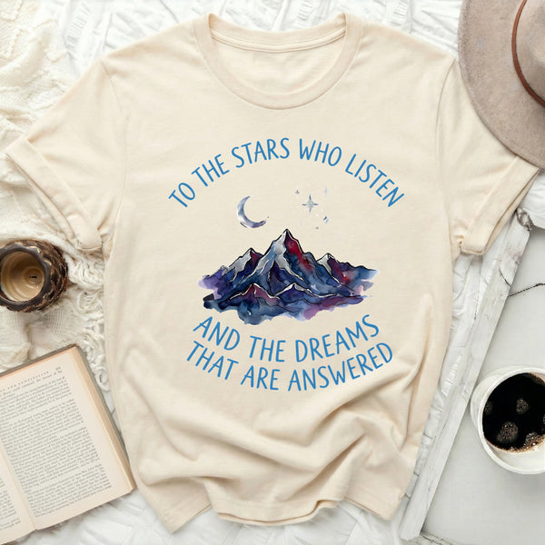 Mountain Moon Stars Tee in Natural
