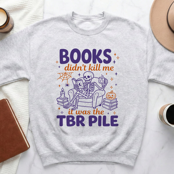 TBR Pile Halloween Sweatshirt in Ash