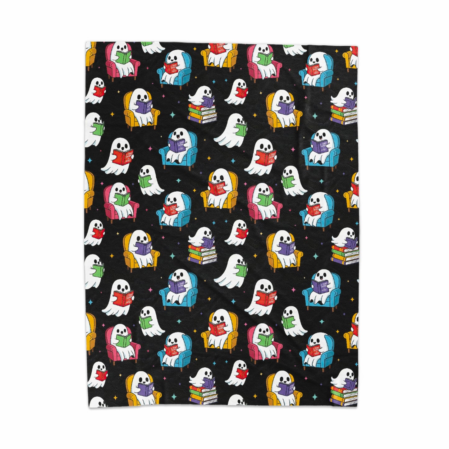 Cute Halloween Ghosts Reading Books Blanket
