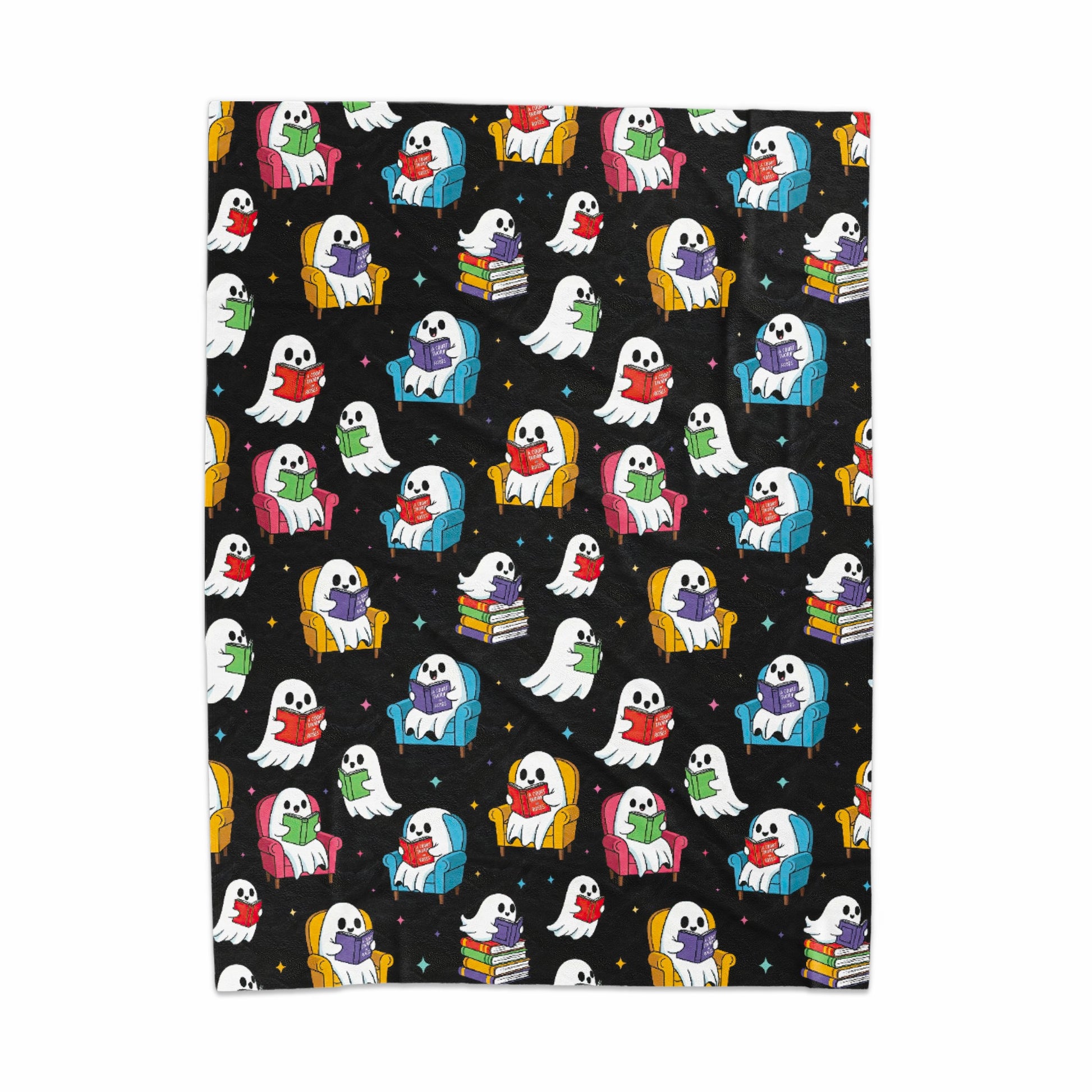 Cute Halloween Ghosts Reading Books Blanket