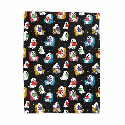 Cute Halloween Ghosts Reading Books Blanket