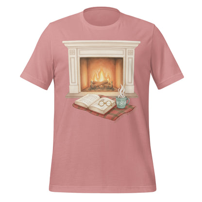 Cozy Fireplace and Reading Nook Scene T-shirt