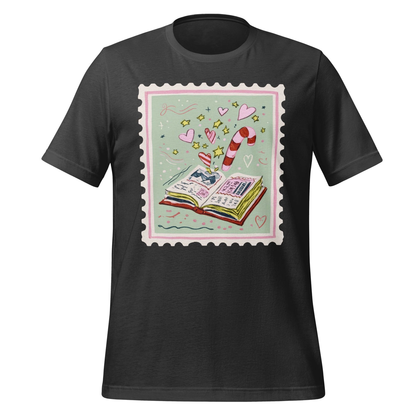 Whimsical Storybook and Candy Cane Graphic T-Shirt