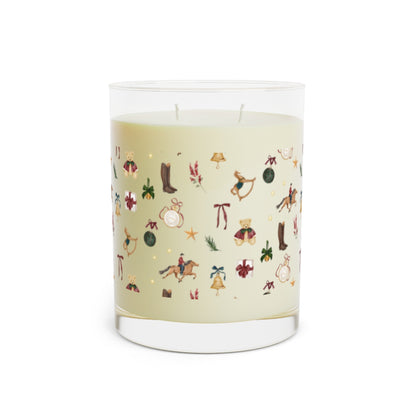 Christmas Themed Decorated Glass Two-Wick Candle