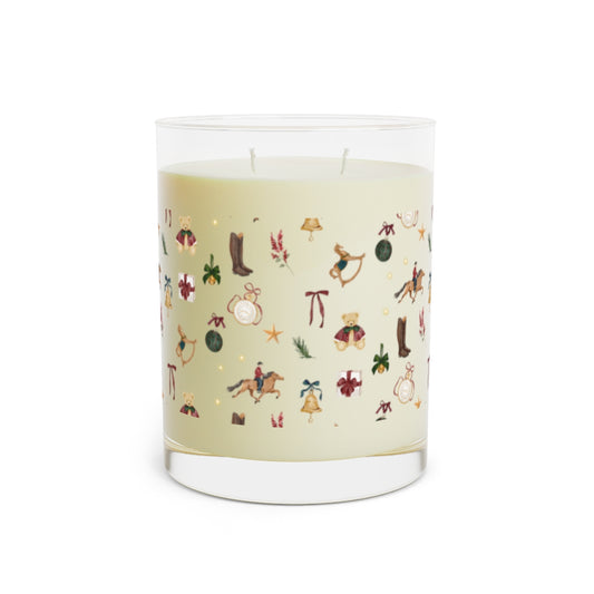 Christmas Themed Decorated Glass Two-Wick Candle