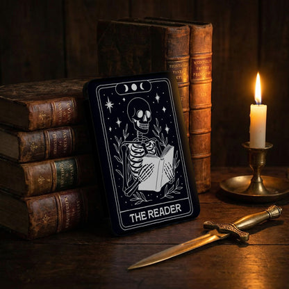 The Reader Skeleton Crescent Moon Stars Art product type