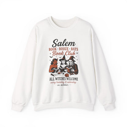 Salem Book Booze Bats Book Club Graphic Print Sweatshirt - MagicMerchEmporium