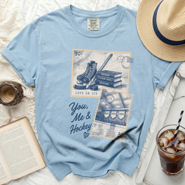 You, Me & Hockey Nostalgic Tee in Chambray
