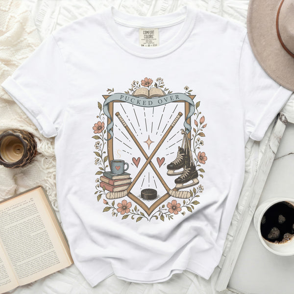 Pucked Over Cozy Hockey Tee in White