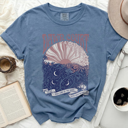Comfort Colors shirt with "DAWN COURT HIGH LORD OF THE DAWN" design.