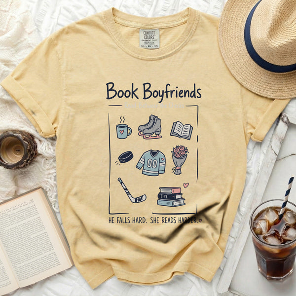 Book Boyfriends Hockey Romance Tee in Butter