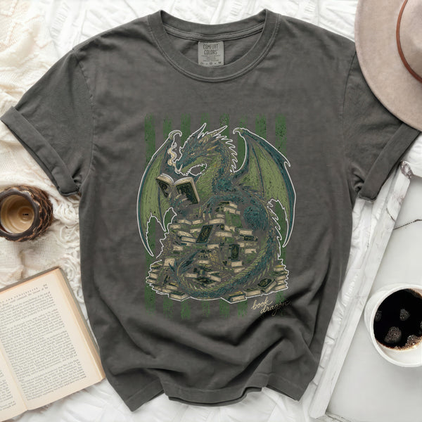 Ancient Lore Book Dragon Tee in Pepper