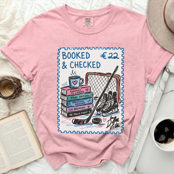 Booked & Checked Hockey Romance Tee in Blossom