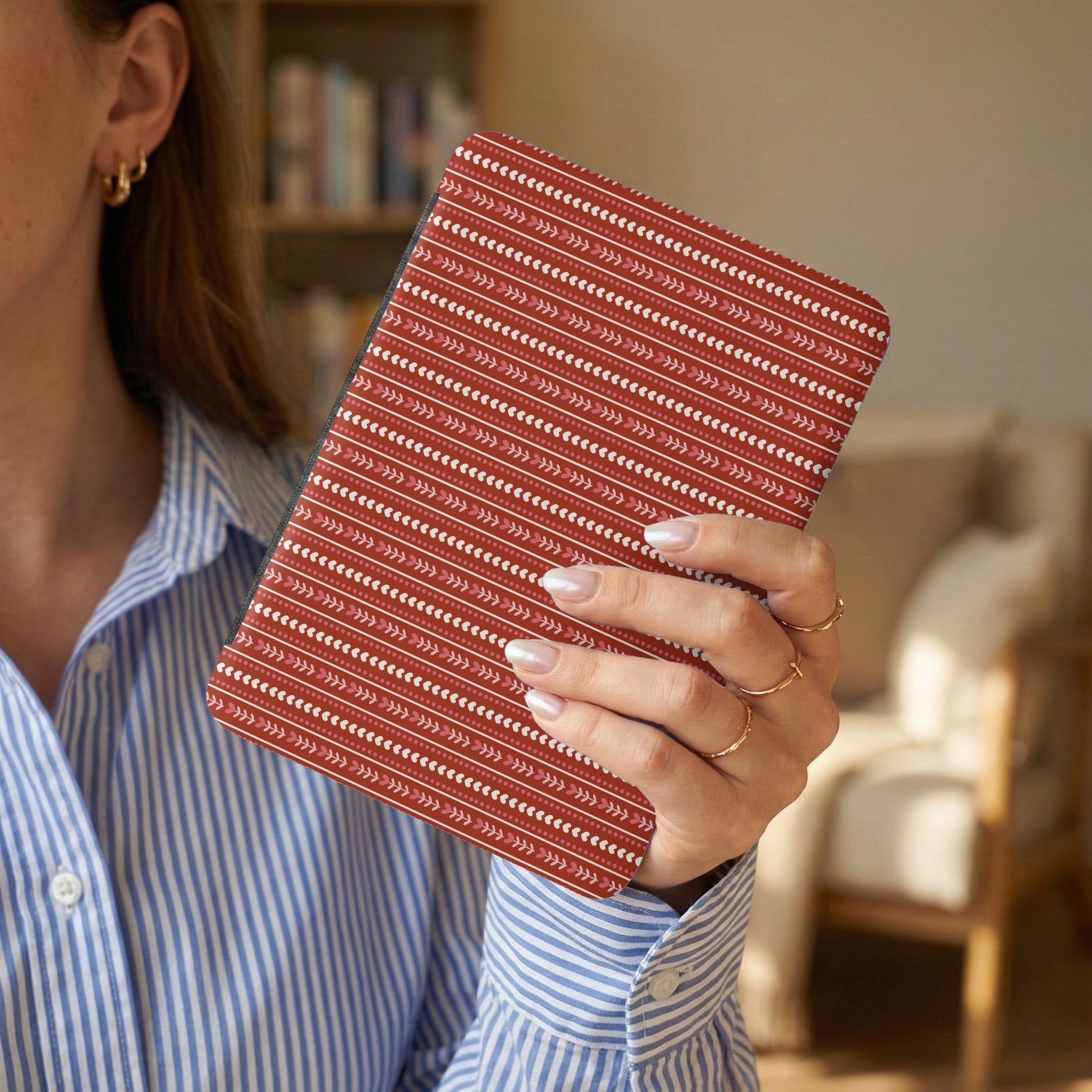 Stylish Red and White Pattern Notebook Cover