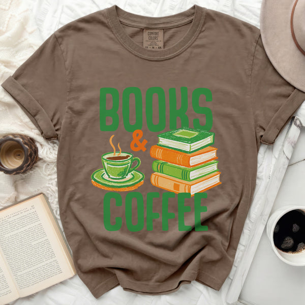 Books & Coffee Love Tee in Espresso