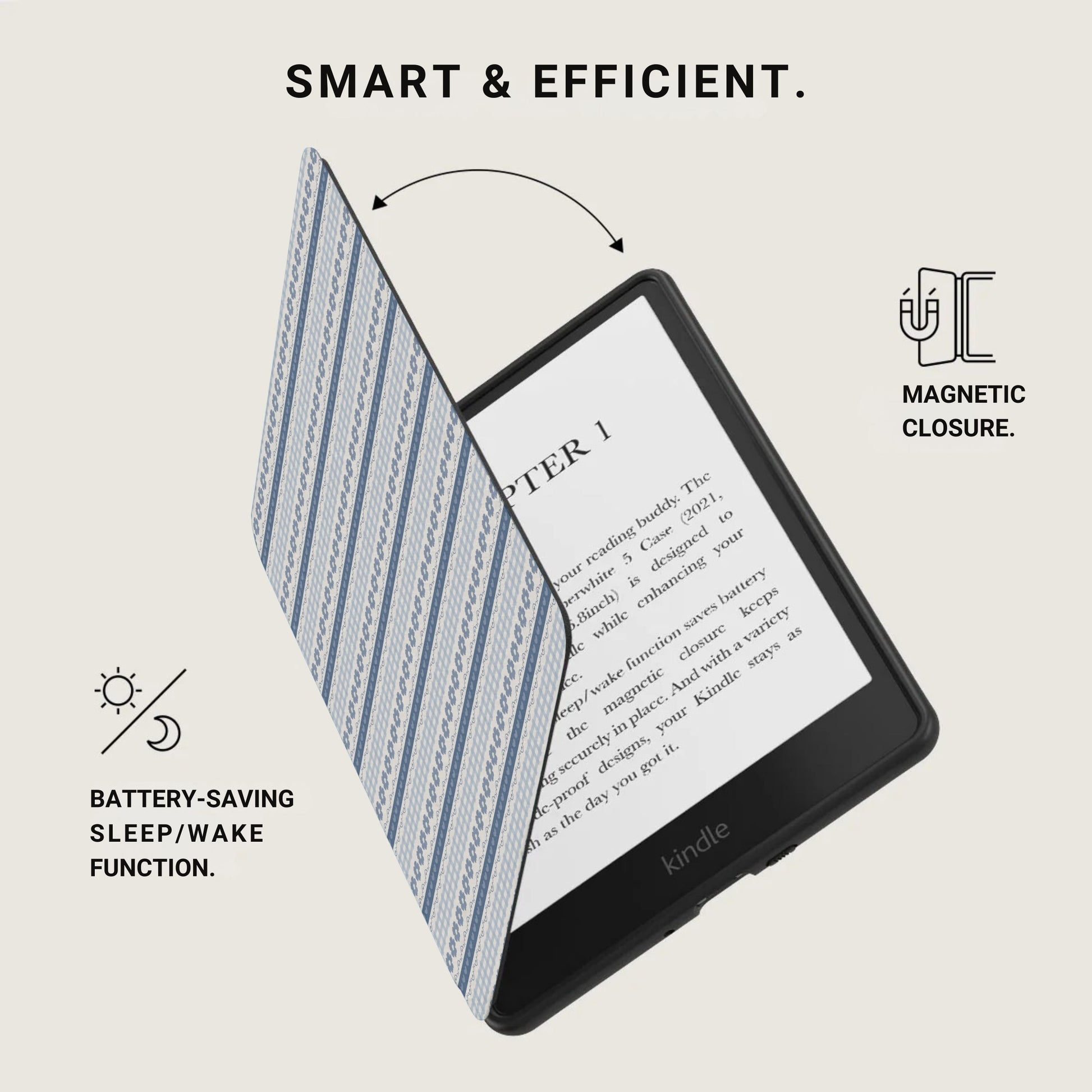 Smart Efficient Kindle Case with Magnetic Closure