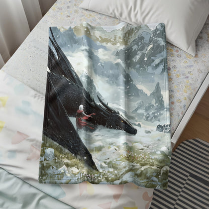 Fantasy Dragon Rider Adventure Printed Blanket
