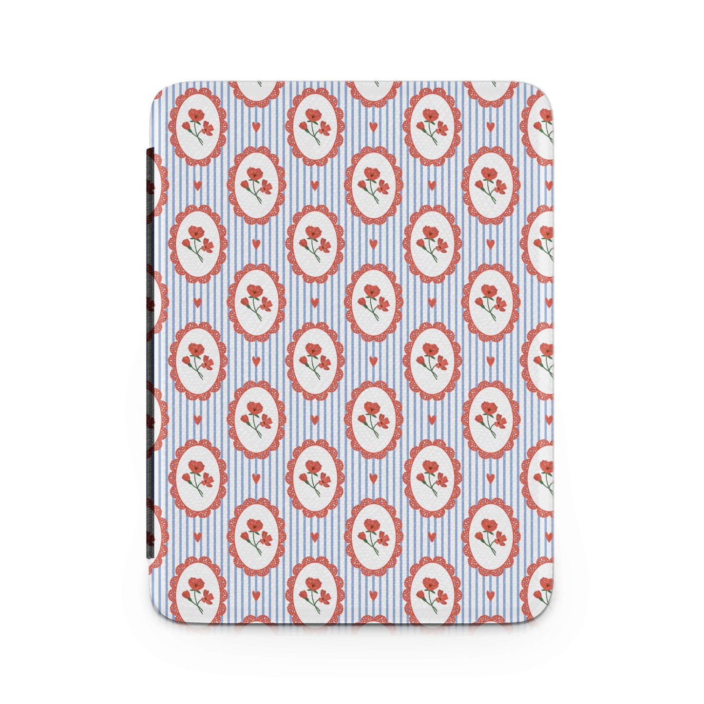 Vintage Floral Patterned Blue and Red Stripe Product