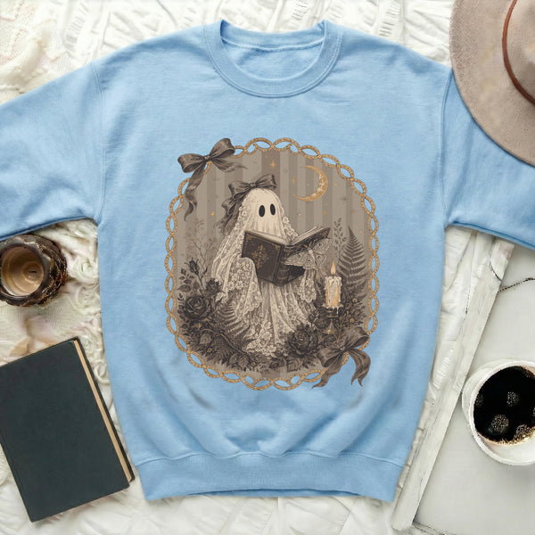 Spooky Ghost Sweatshirt in Light Blue