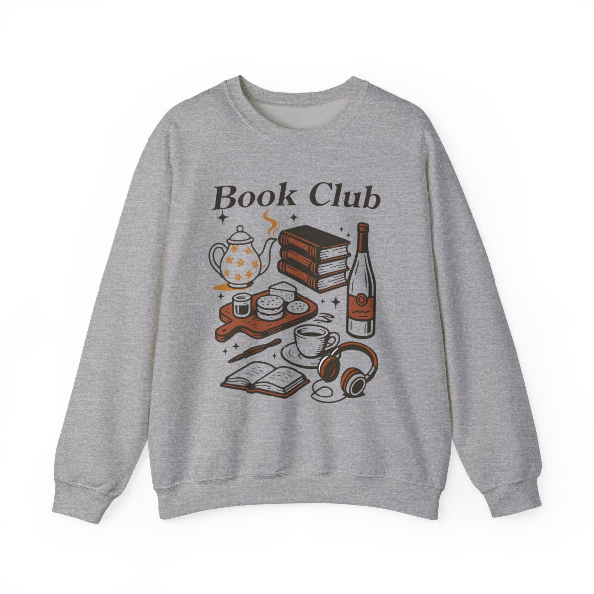 Book Club Aesthetic Reading Snacks Music and Wine Sweatshirt - MagicMerchEmporium