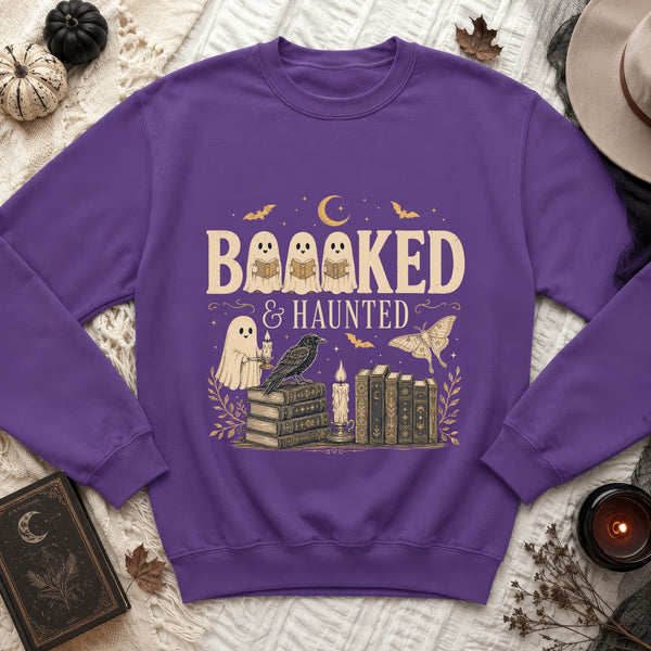 Booked & Haunted Sweatshirt in Purple